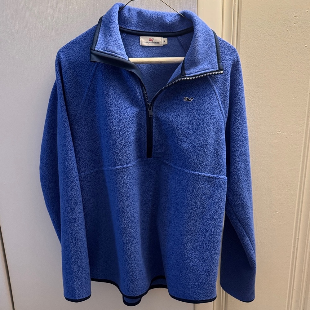 Vineyard Vines Men's Blue Fleece Zip-Up Sweater